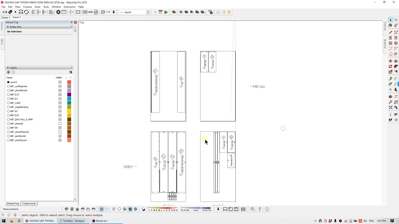 Cách Xếp Ván 2 mặt gia công cnc ABF trên SketchUp + tem nhãn tự đồng bộ