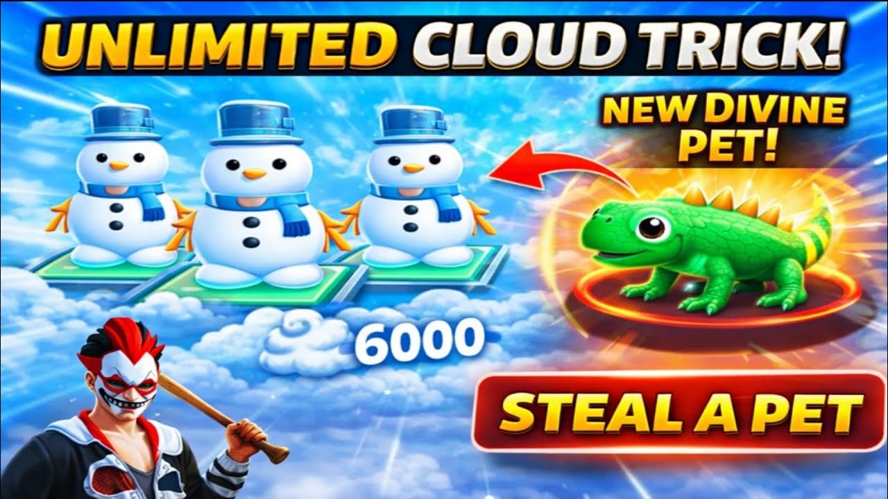 Unlimited Cloud Trick With Snowman | New Divine Pet Iguana Kaise Nikale | Steal A Pet