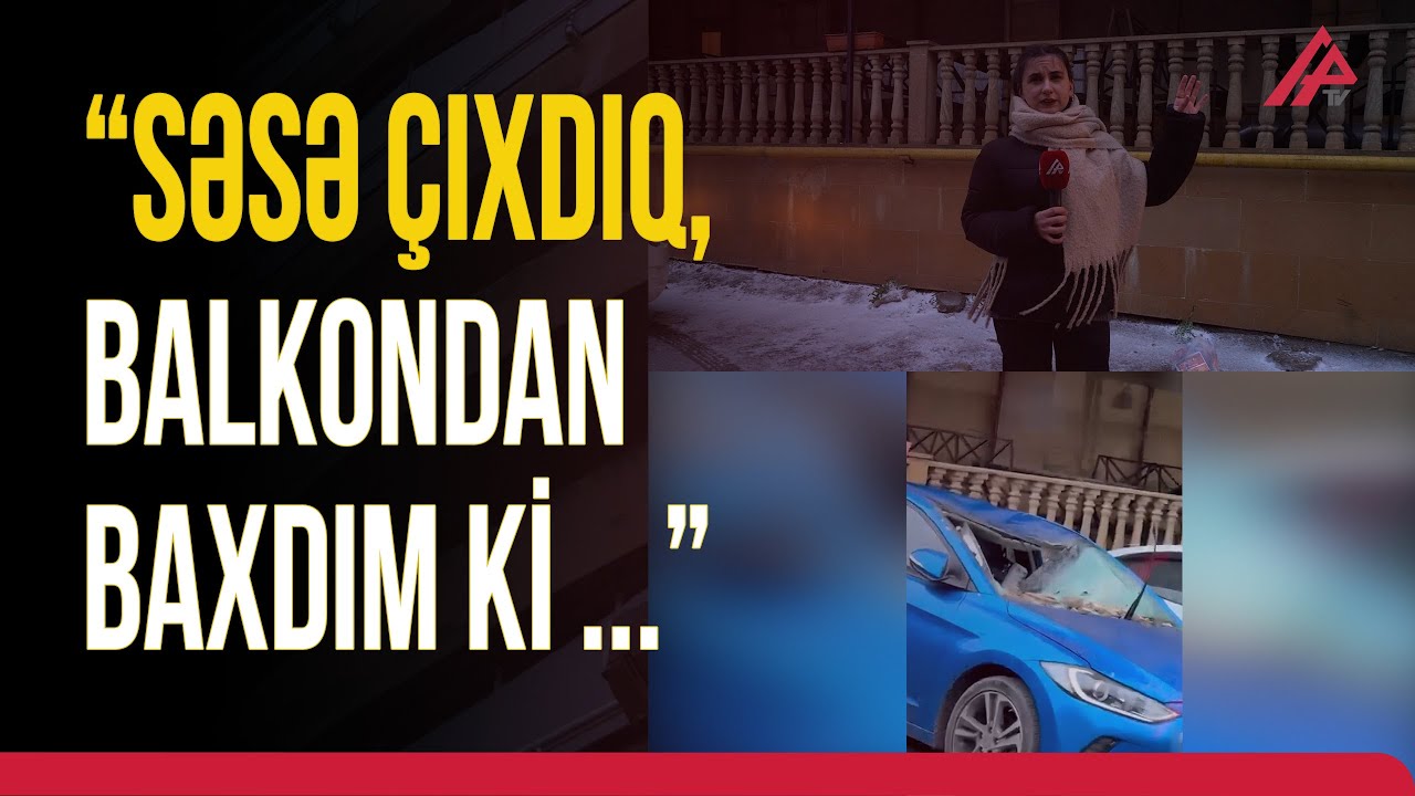Bakıda təhlükəli anlar: binanın fasadı maşınların üzərinə düşdü | APA TV