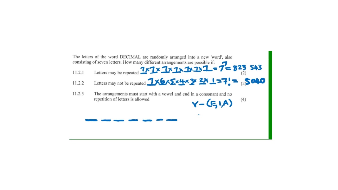 November 2015 counting principle question Question 11. The probability question