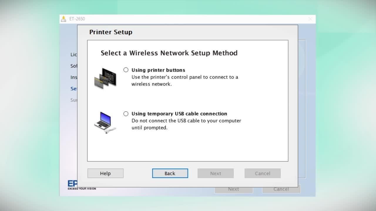 Epson EcoTank ET-2650: Wireless Setup Using the Printer’s Buttons