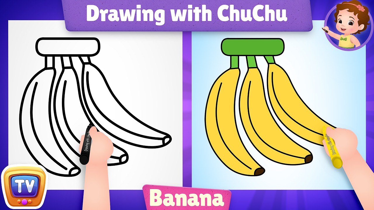 How to Draw a Banana? - More Drawings with ChuChu - ChuChu TV Drawing Lessons for Kids