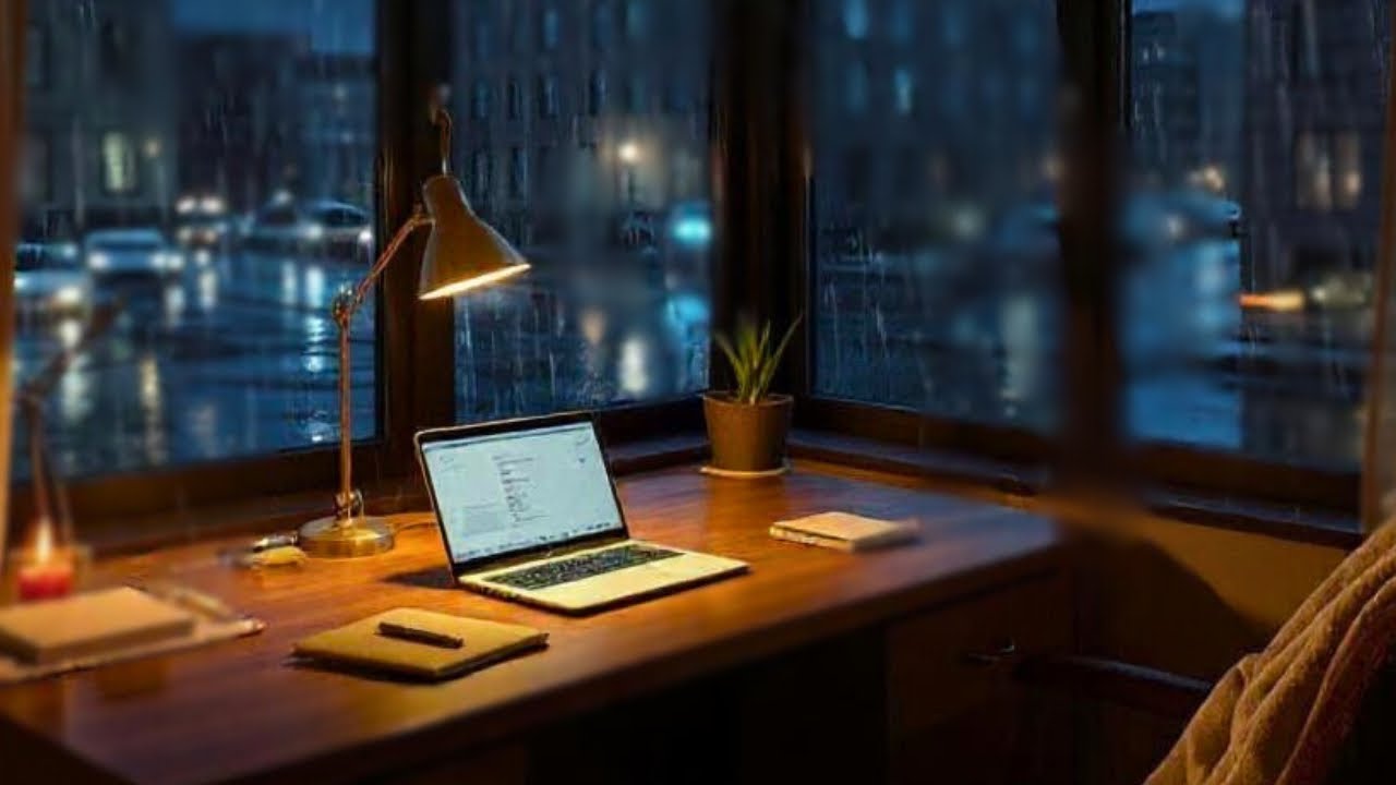 Late Night Steady Flow—Window Desk Focus | Brooklyn Rain