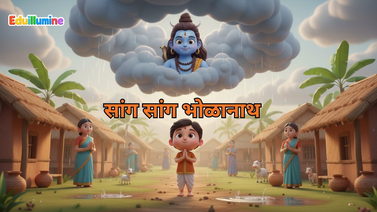 सांग सांग भोळानाथ 🌧️ | Marathi Kids Rhyme | Bholanath Song for Children | Kids Bhajan