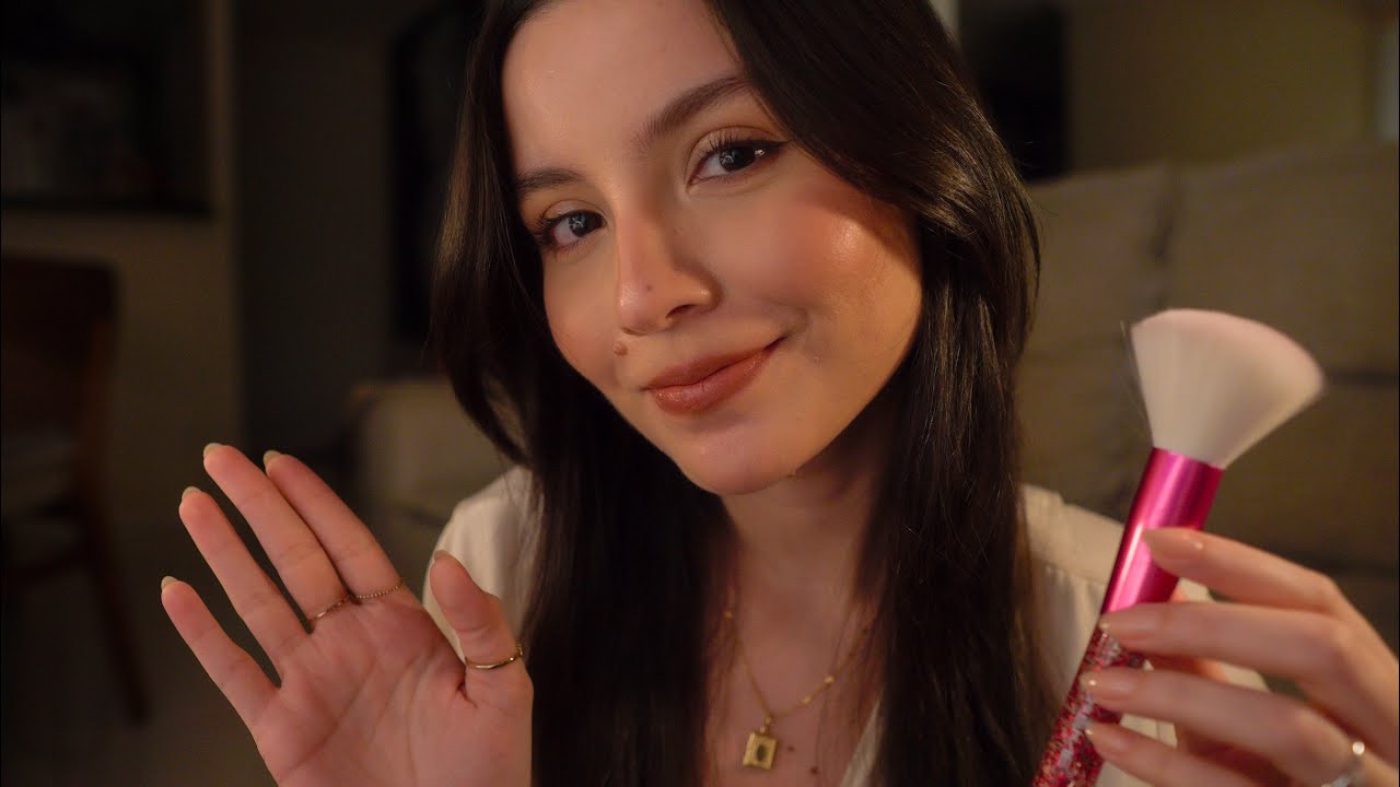 meu primeiro asmr depois de 100 dias (voz suave, sussurros, pincel na tela e hand movements)