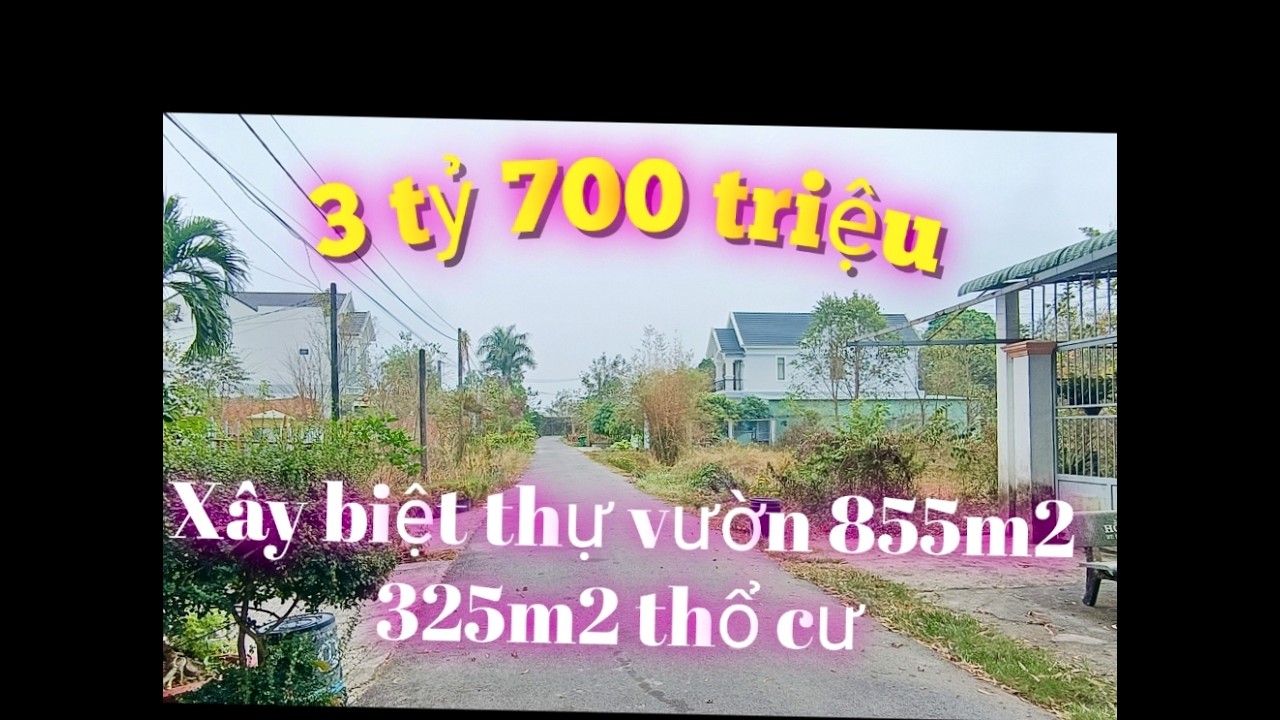 #3 Bán đất củ chi 855m2 có 325m2 thổ cư 20 x 43 giá rẻ 3,7 tỷ làm biệt thự, kho xưởng Lh 0969360485