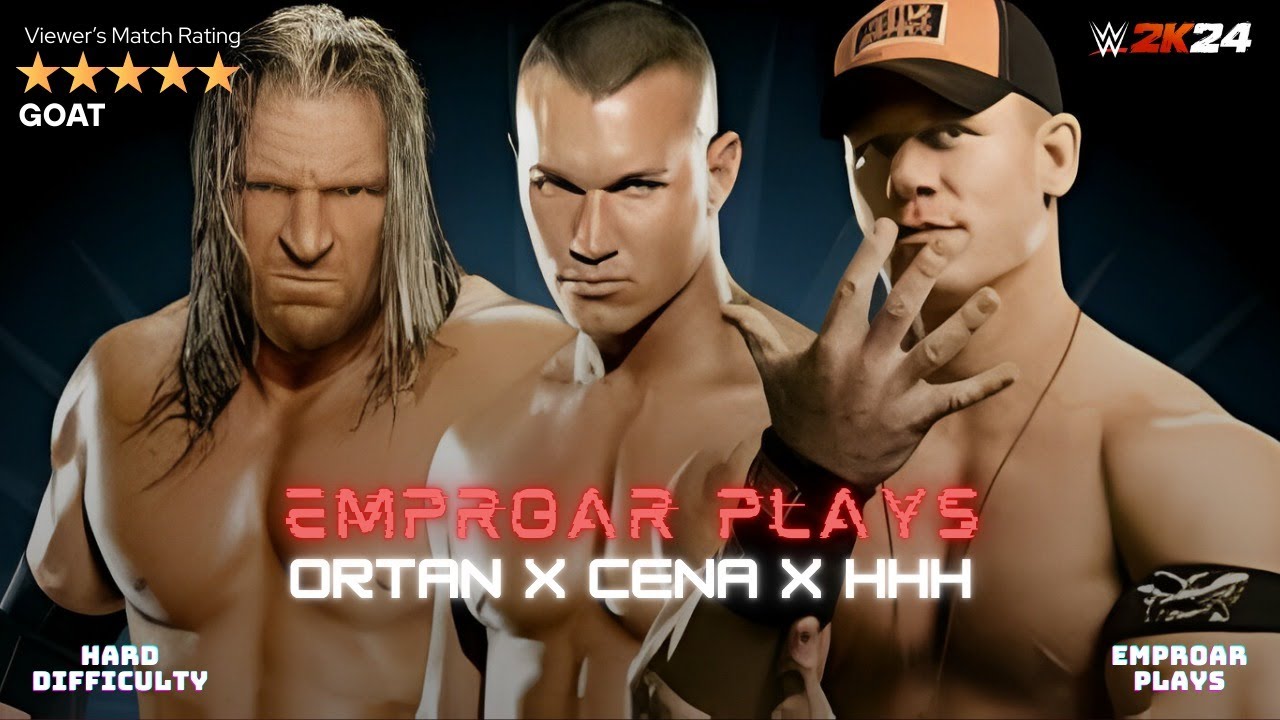 EmpRoar Plays I Randy vs HHH vs Cena I  WWE2k24 I G.O.A.T Rating Match I Hard Difficulty