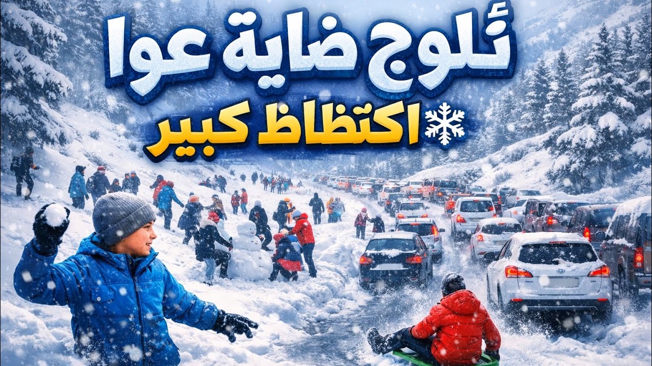 ضيعة عوا تحت الثلوج ❄️ اكتظاظ الزوار والطريق نحو إفران 