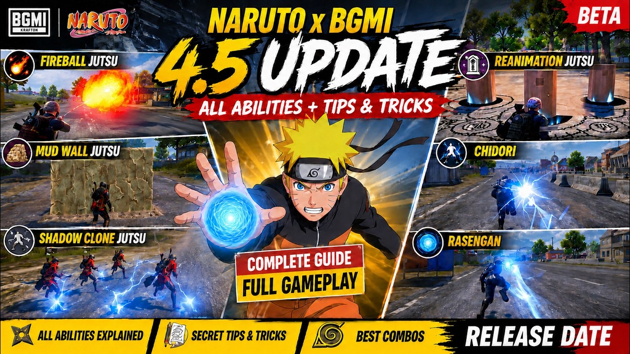 🔥BGMI 4.5 UPDATE NARUTO THEME MODE | ALL ABILITIES EXPLAINED, TIPS AND TRICKS AND FULL GAMEPLAY