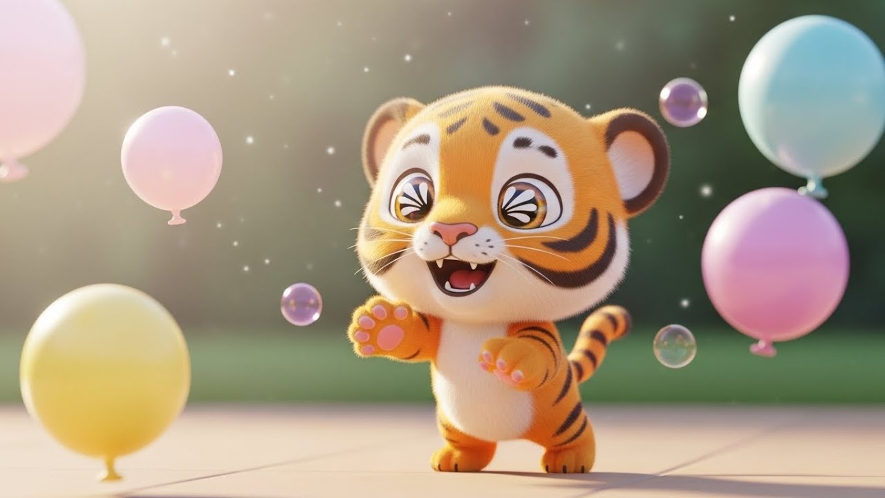 Считаем воздушные шарики с маленьким тигрёнком 🐯🎈 | детский мультфильм и песенка для малышей