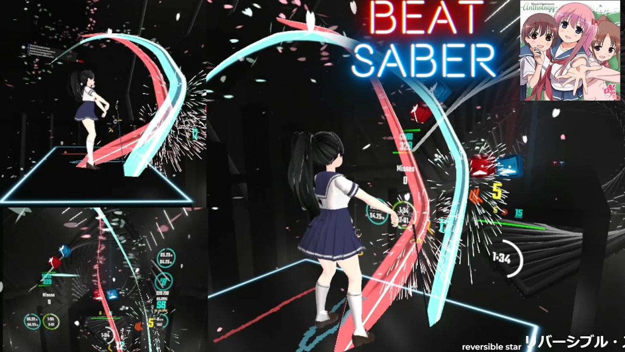 【ビートセイバー】リバーシブル・スター - 橋本みゆき (CR『咲-Saki-』麻雀戦闘モードテーマソング) (Expert) ／ Mapper minasicl, akawshi