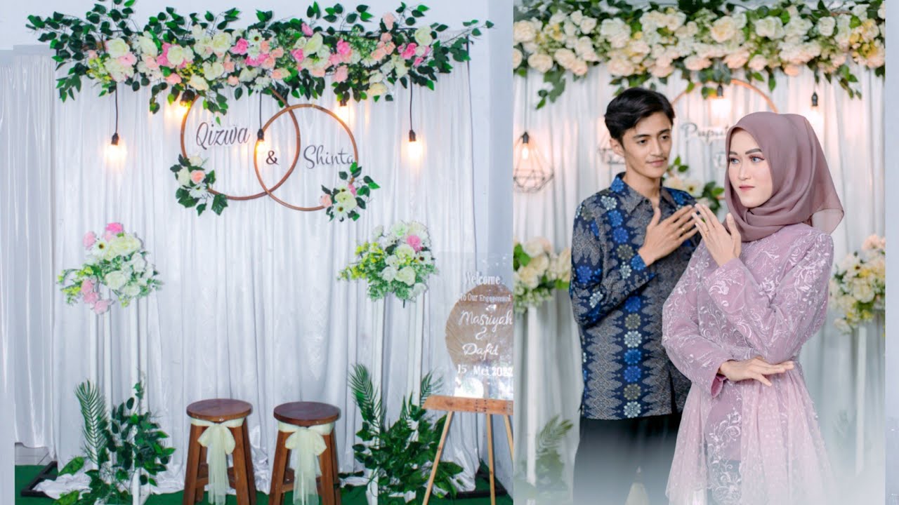 Cara membuat dekorasi tunangan simple, pemula pasti bisa || Bacdrop Lamaran