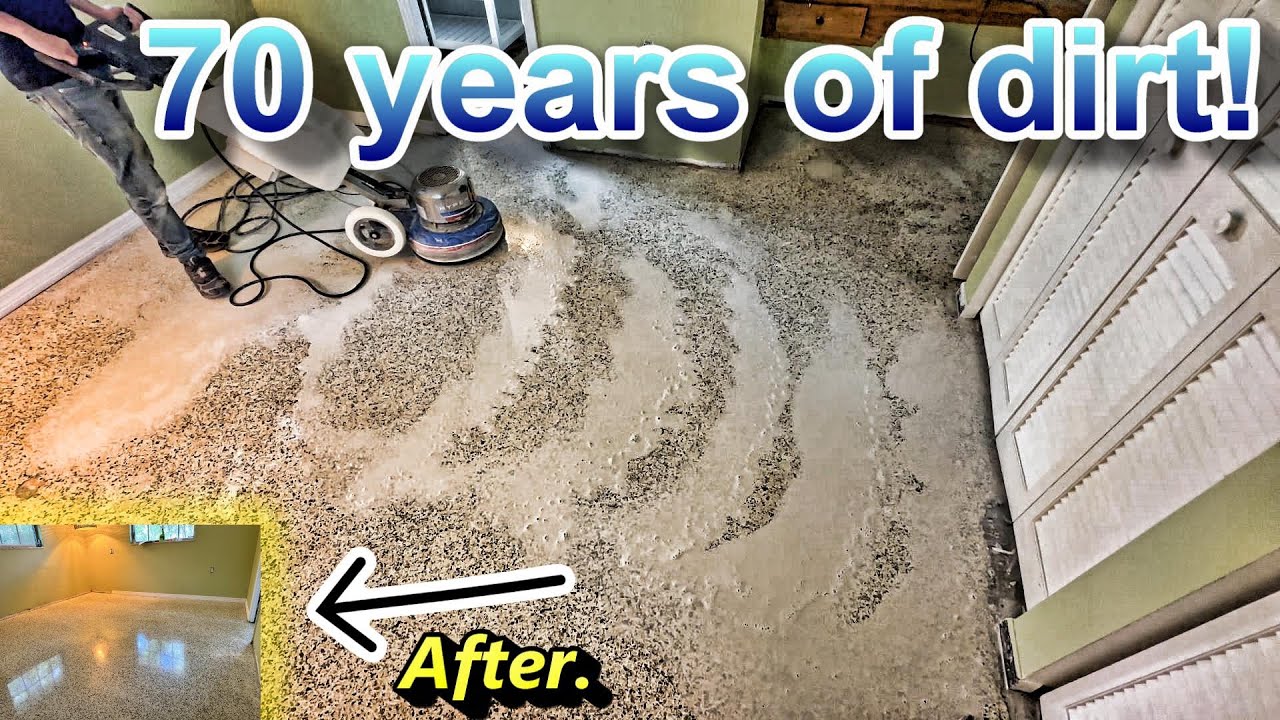 Removing 70 years of dirt on this terrazzo floor! Full cleaning and restoration!