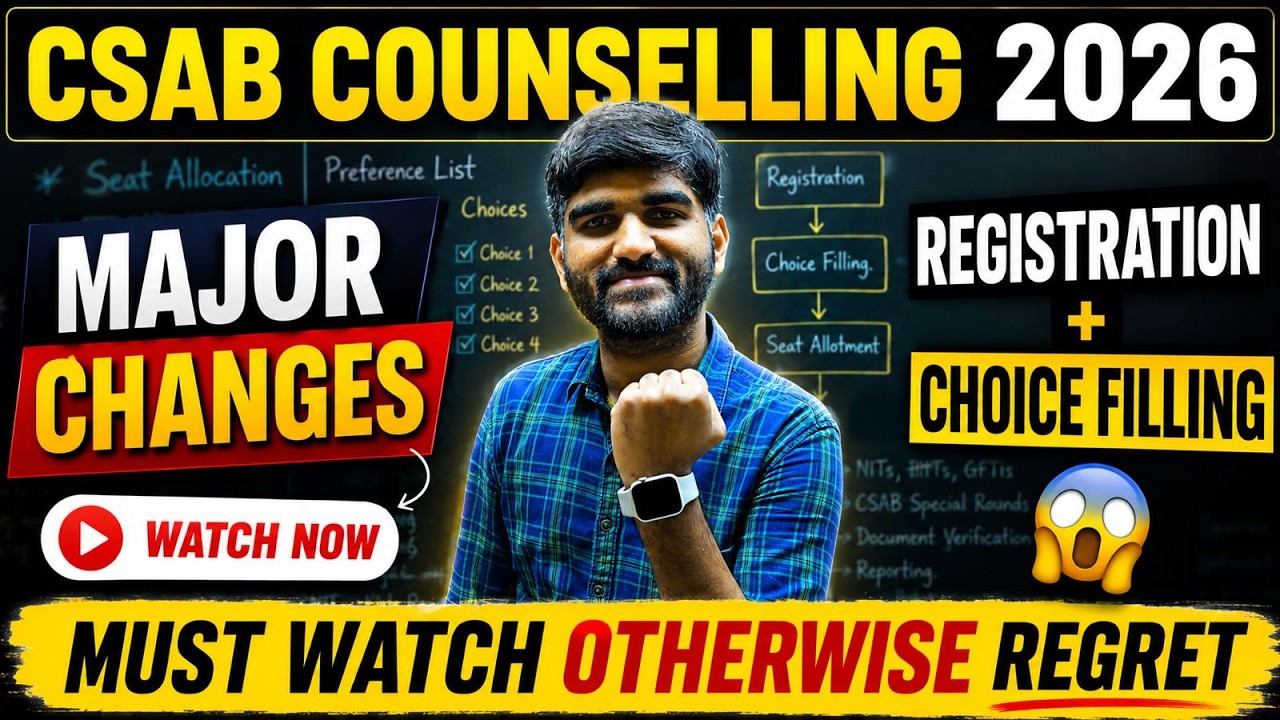 CSAB Counselling TOTAL Vacant Seats & Registration UPDATE✅ | CSAB Counselling 2026 Process #csab