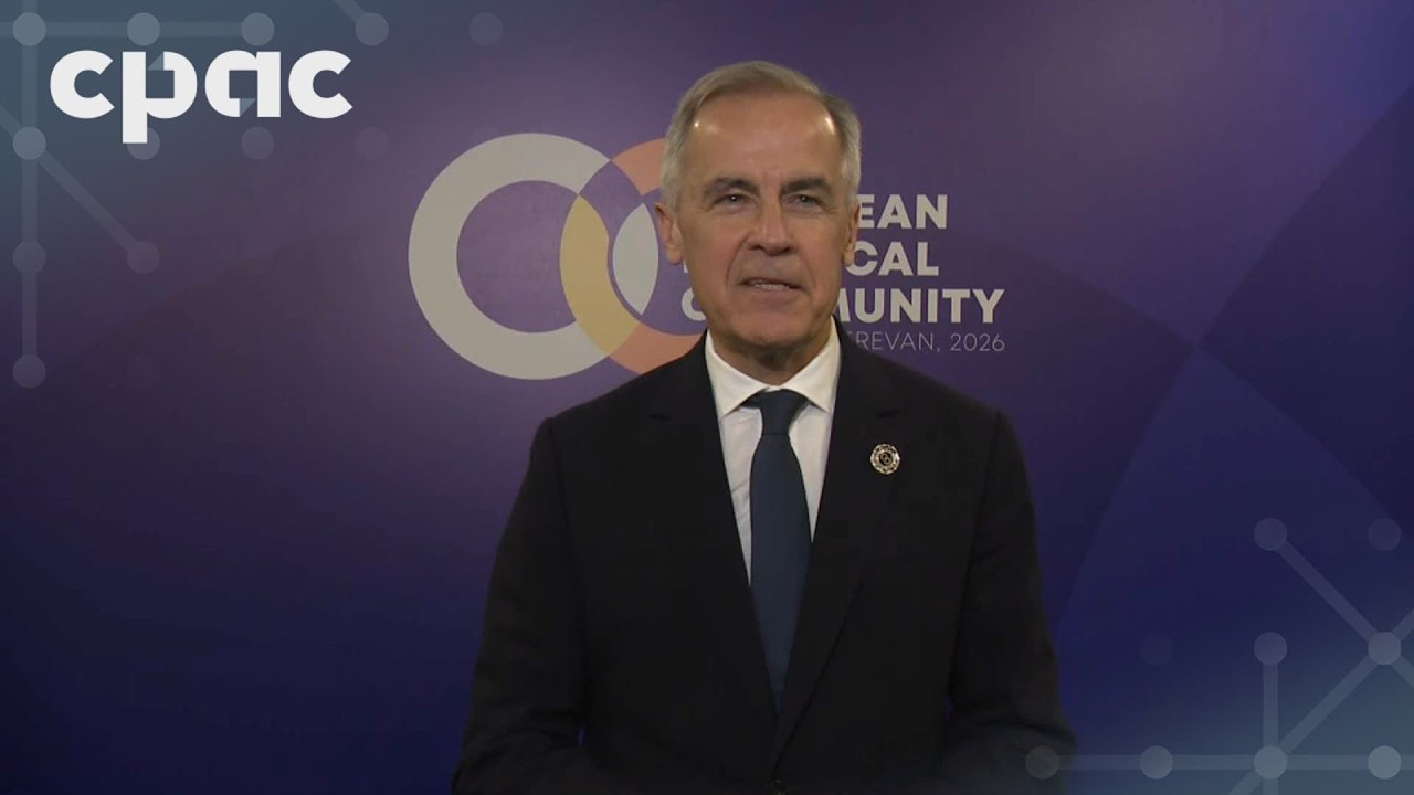 PM Mark Carney speaks with reporters in Yerevan, Armenia &ndash; May 4, 2026