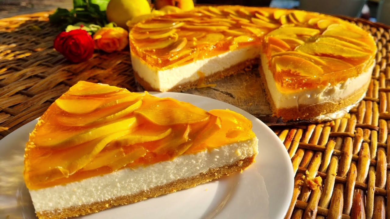 Cel mai gustos CHEESECAKE FARA COACERE cu PIERSICI! Самый вкусный   ЧИЗКЕЙК с ПЕРСИКАМИ,ЕЗ ВЫПЕЧКИ!!