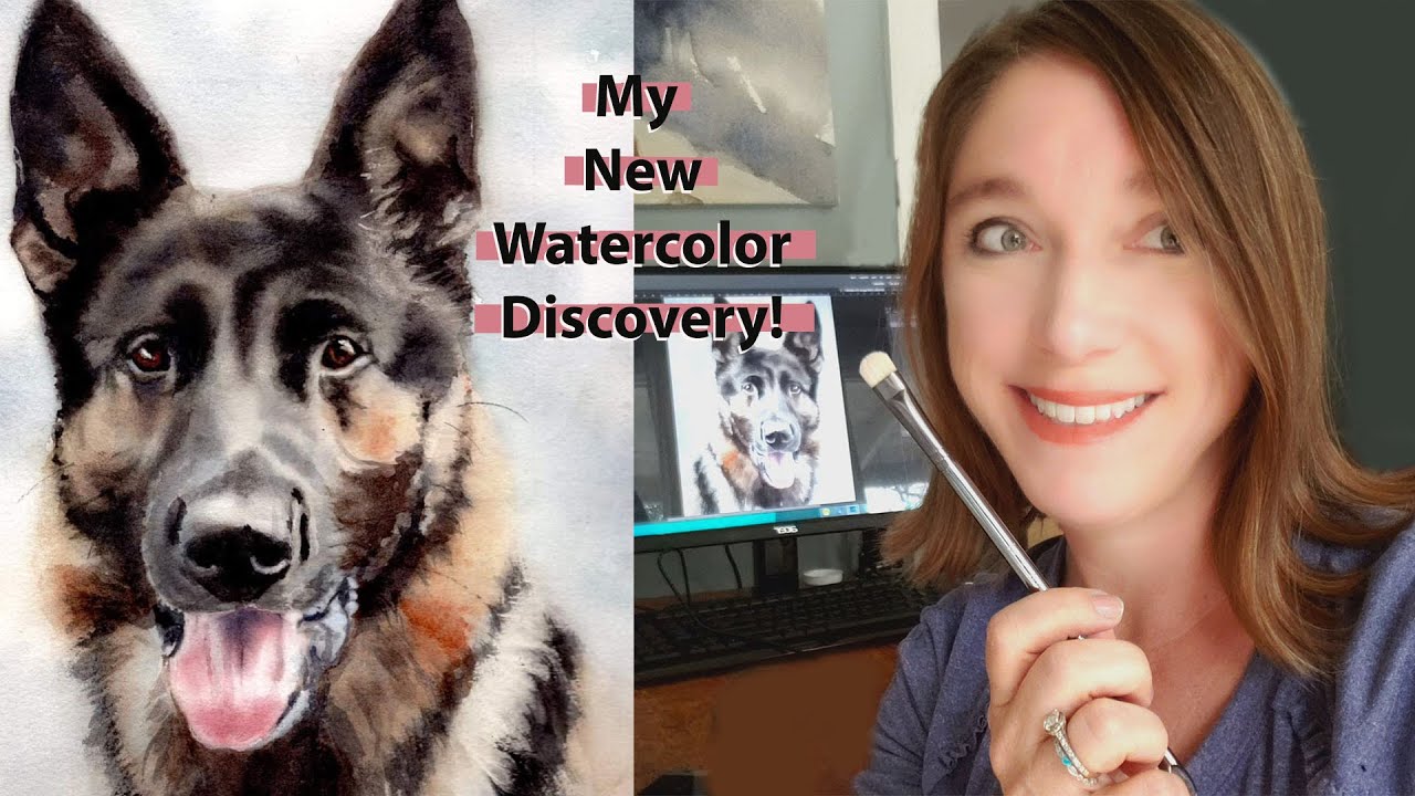 5 Tips on How to Use a Scrubber Brush for Watercolor Beginners PLUS How to Paint a German Shepherd