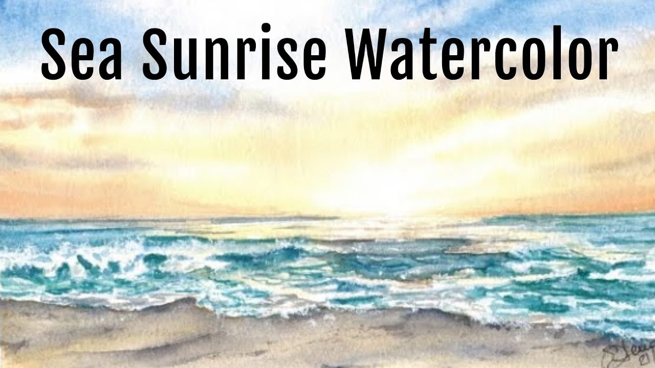 Sea sunrise watercolor tutorial - alba sul mare ad acquerello tutorial