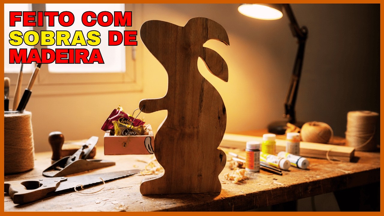Do Lixo ao Luxo R&uacute;stico: Criando um Coelho de P&aacute;scoa com Madeira de Reuso. #116