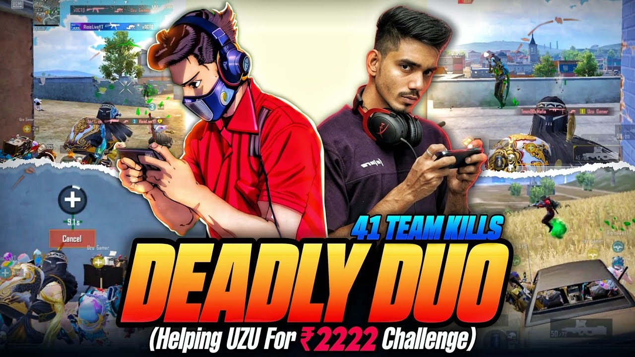 CONQUEROR LOBBY DEADLY DUO 🥵 Helping UZU for ₹2222 Challenge👍 | 41 Kills Gameplay