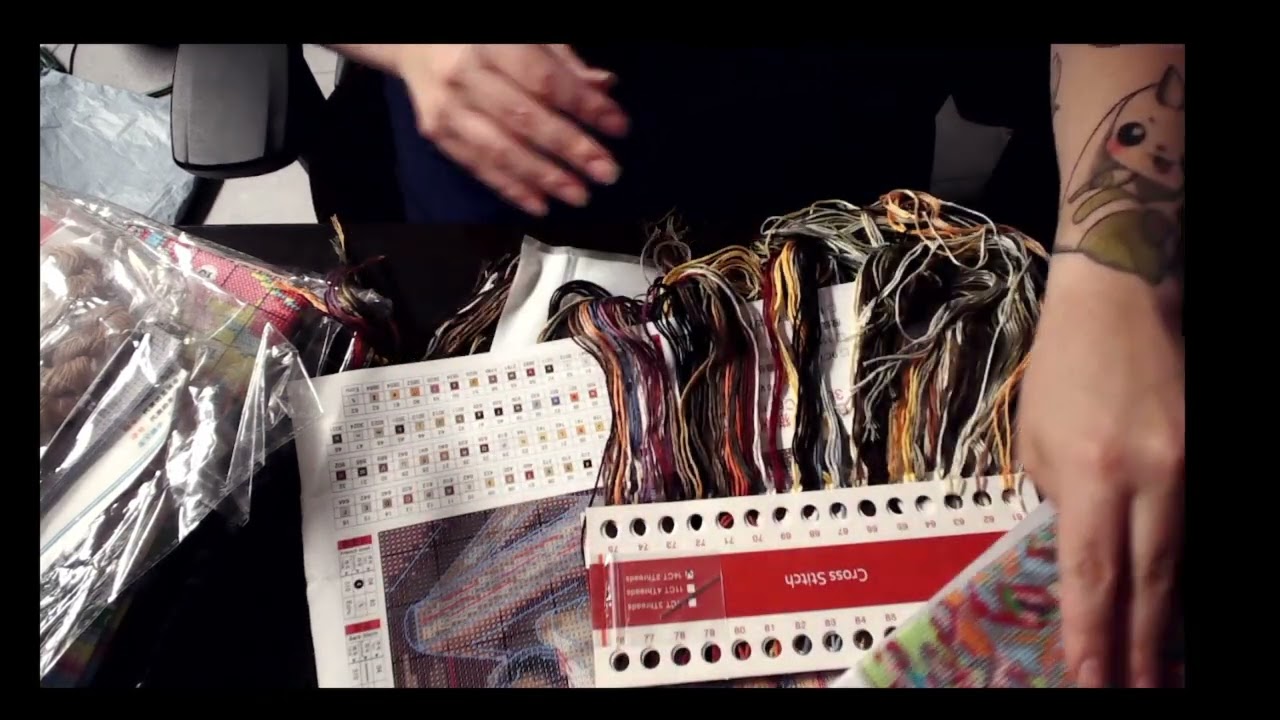 Распаковка штампованной вышивки крестом от Fansells #fansells #crossstich #flosstube