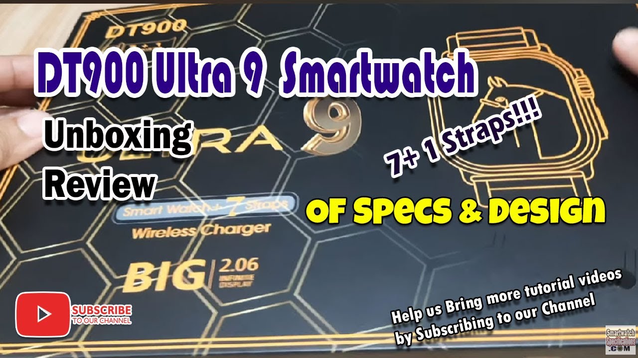 DT900 Ultra Smartwatch 7 in 1 Straps - Unboxing of Specs and Design