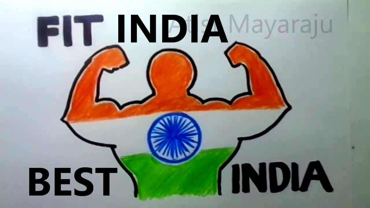 How to Draw Narendra Modi Fit India Movement poster Drawing / Fit India Best India Drawing / Yoga