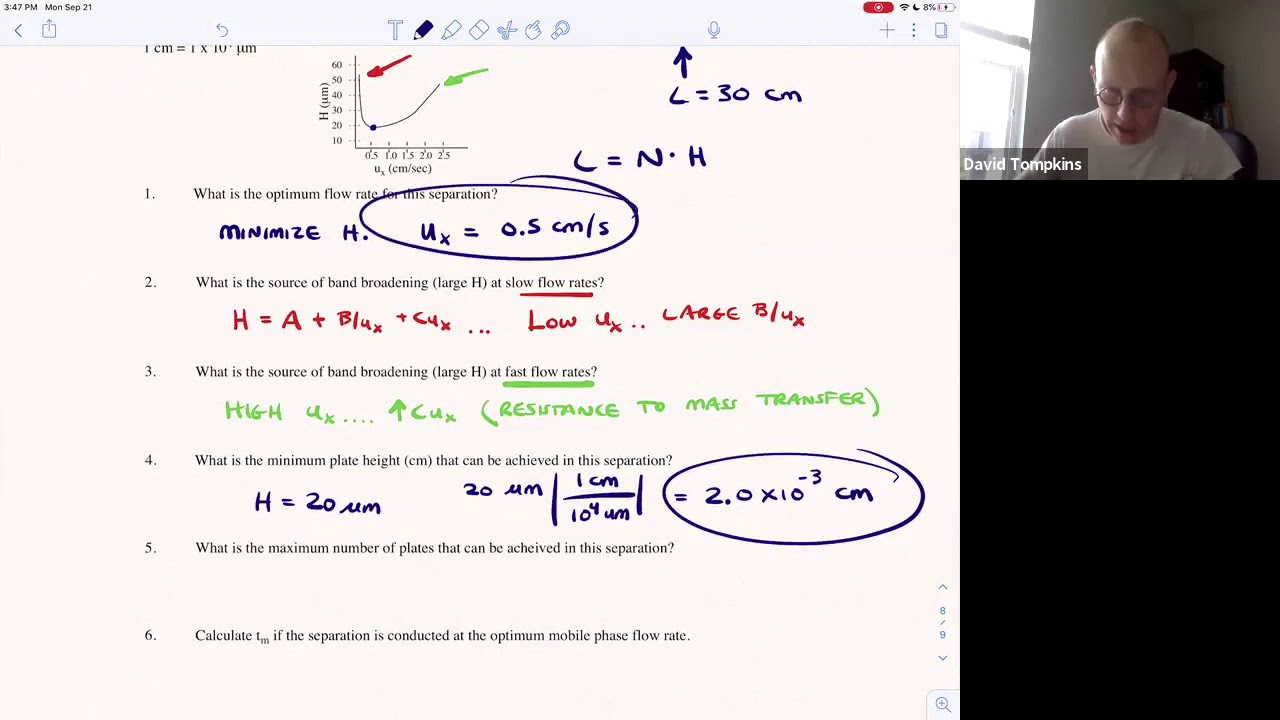 Separations: Van Deemter Plot & Calculations
