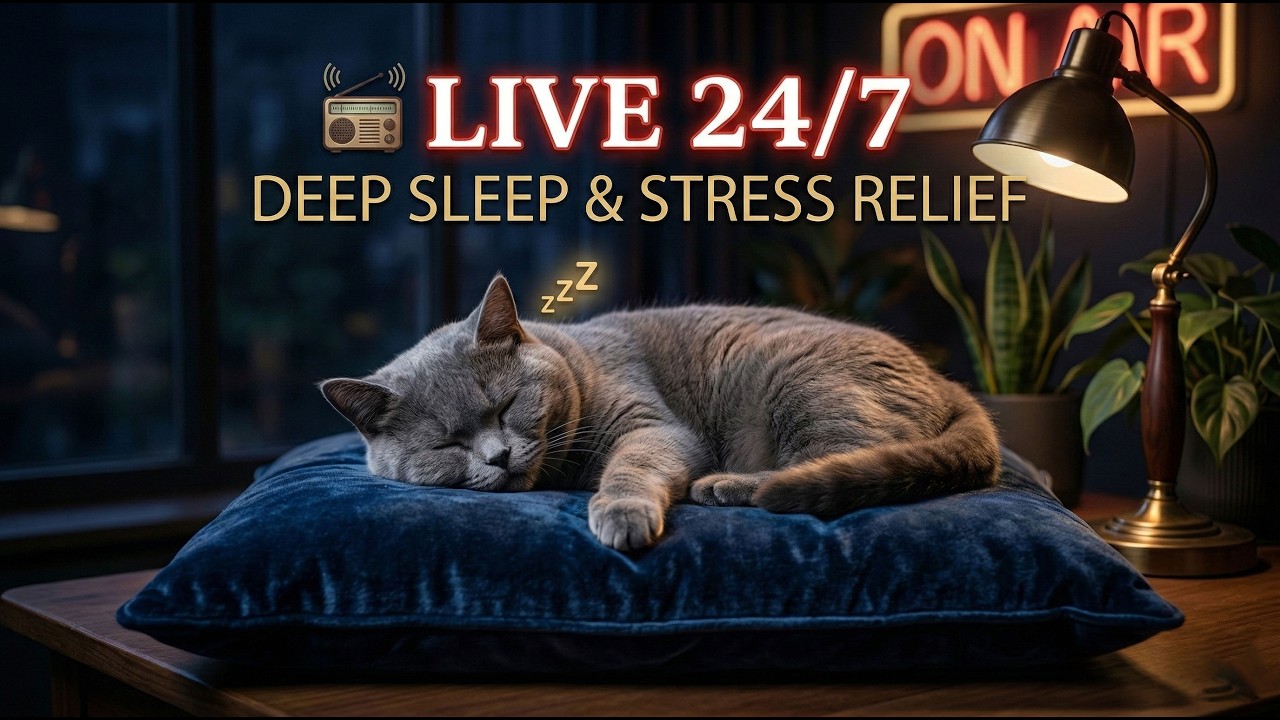 🔴 LIVE 24/7: Музыка для глубокого сна для кошек 🐾 Снятие 💤 стресса и тревоги Исцеляющие звуки для