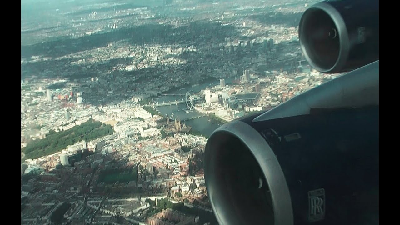 Best (HD) Views over London. Thames River - B747 to Heathrow