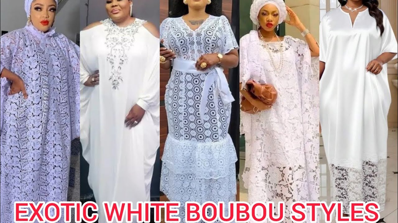 EXOTIC WHITE LACE BOUBOU KAFTAN DRESS DESIGNS | LACE FABRIC BUBU GOWN STYLES