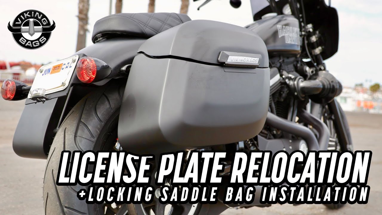 How to Relocate License Plate & Install Locking Hard Saddle Bags on Sportster 2009-22 || Viking Bags