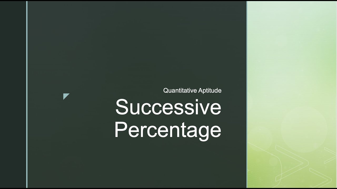Successive Percentages