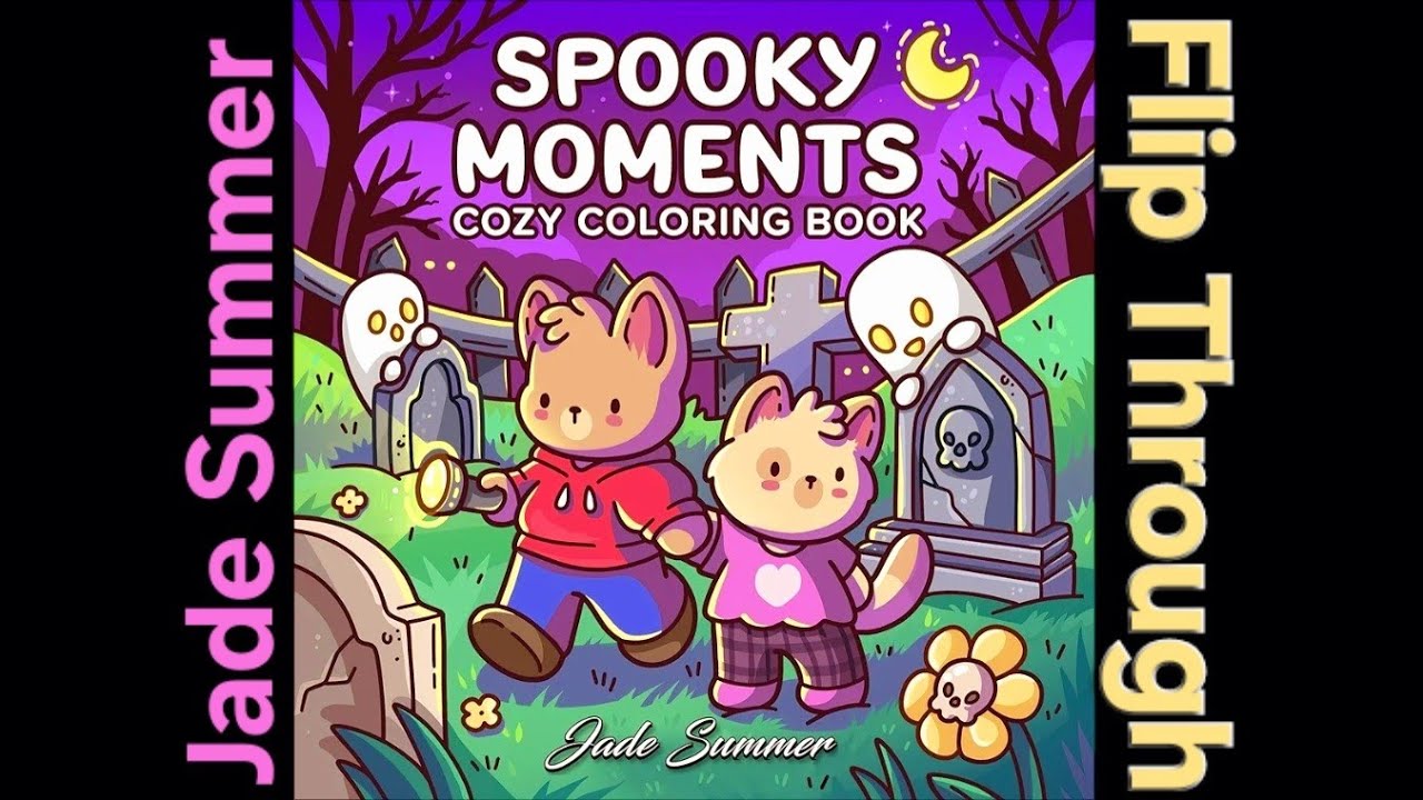 Spooky Moments Cute Coloring Book for Adults by Jade Summer Flip Through