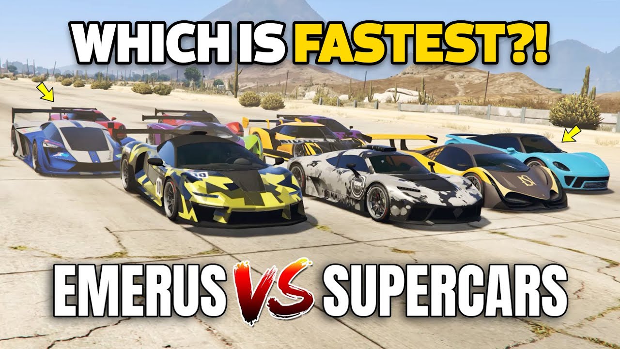 GTA 5 ONLINE - EMERUS VS 10 FASTEST SUPERCARS (WHICH IS FASTEST?) | DRAG RACE