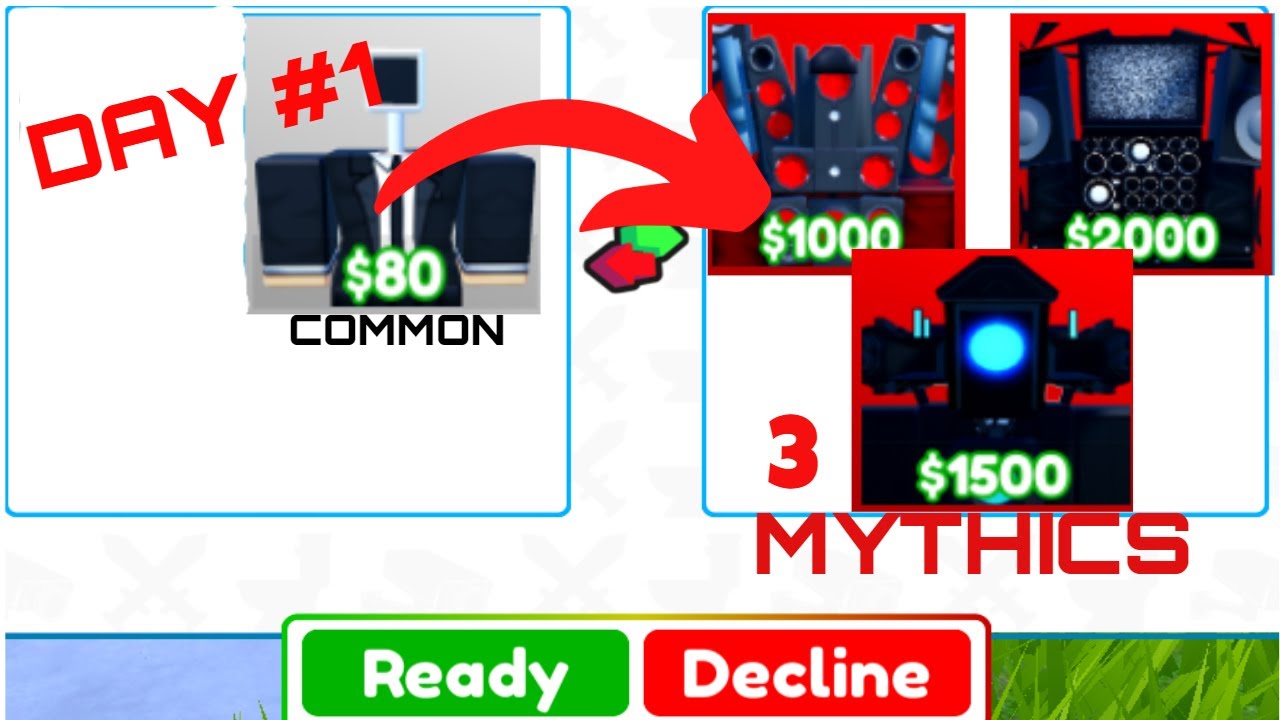 COMMON ➜ 3 Mythic In Toilet Tower Defense | Day #1