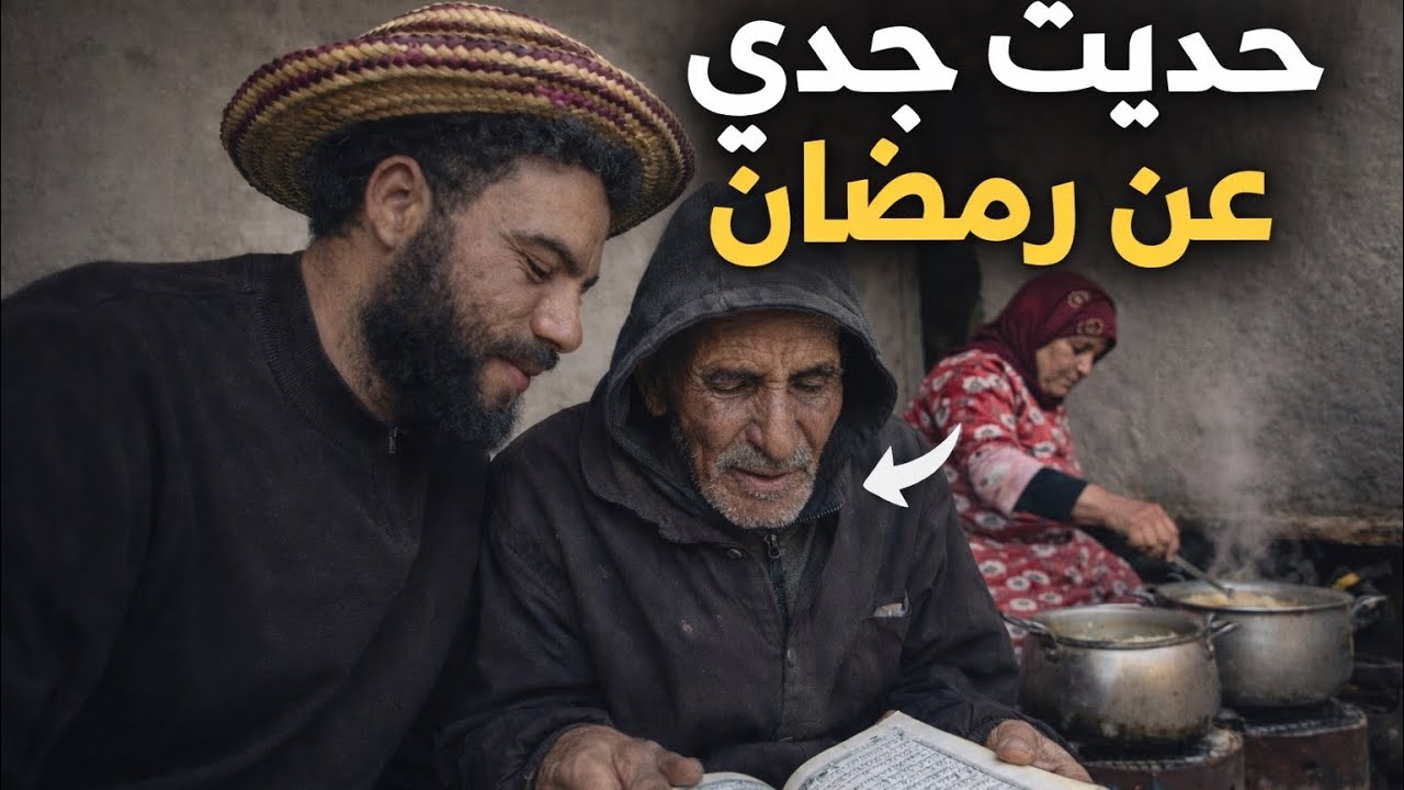 حياة البادية: في بيت الطين مع جدي في حديث روحاني عن رمضان والجدة اعدت لي وجبتي🍩 المفضلة😋❤️