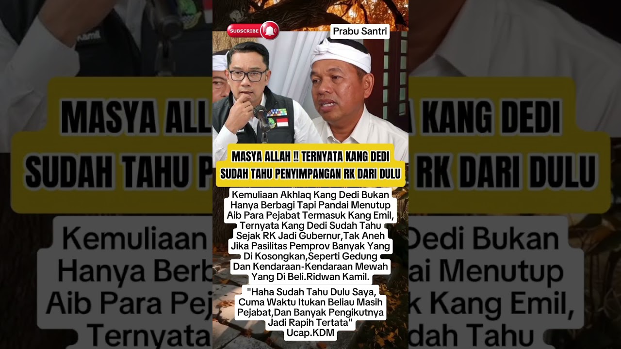 Ternyata Kang Dedi Sudah Tahu Dari Dulu Tentang Kang Emil #dedimulyadi #ridwankamil #shorts