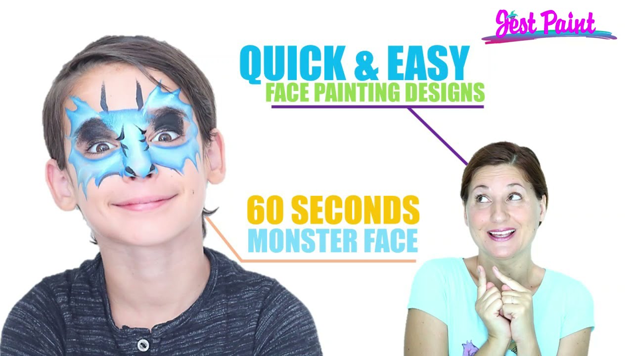 SHORT - Quick and Easy 60 Seconds Monster Face Painting Demo - Step by Step