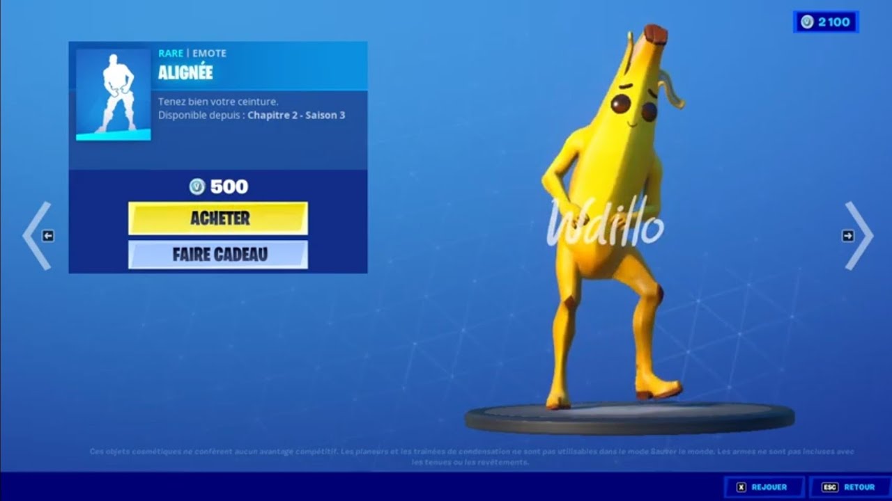 Emote Align&eacute;e sur Peely