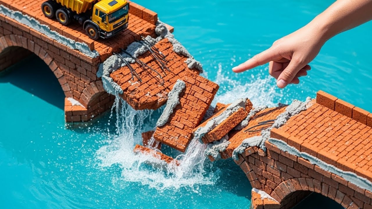 Dam Collapse Disaster! ⚠️ Fixing a Broken Bridge with Real Bricks