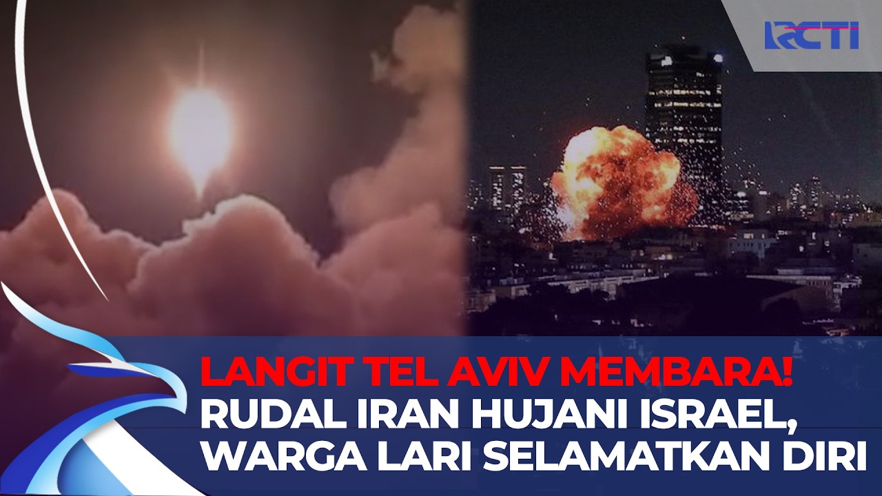 RUDAL BERTERBANGAN! Warga Tel Aviv Berlarian ke Bunker Saat Iran Balas Serangan Israel–AS