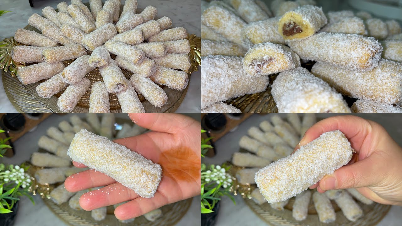 حلويات عيد الاضحى2025💖اصابع التمر لمعسلة بجوز الهند 🥥بدون بيض🥚ولا سكر حلوة اقتصادية تقطع كمية كبيرة