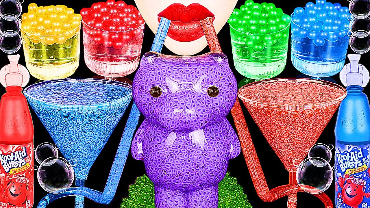 ASMR RAINBOW DRINKS *VAMPIRE FROG EGGS, JELLY,  BABY BOTTLE BOBA TEA, BIRD GLASS, 신기한 물 먹방 MUKBANG