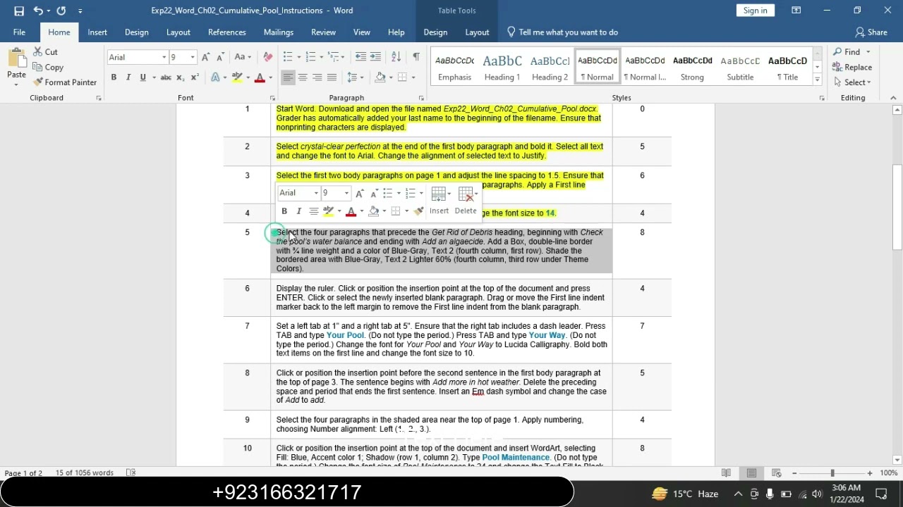 Exp22_Word_Ch02_Cumalative_Pool | Exp22_Word_Ch02_Cumalative_Pool | Full Course Deal Contact Us