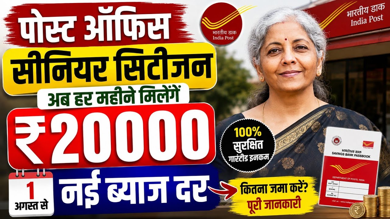 Post Office SCSS Scheme 2026 | पोस्ट ऑफिस सीनियर सिटिजन स्कीम हर महीने मिलेंगे ₹20,000, New Interest