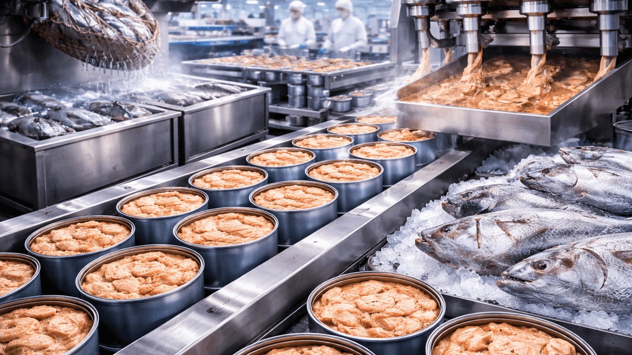 Inside a Canned Tuna Processing Factory | Industrial Tuna Fishing & Canning Process