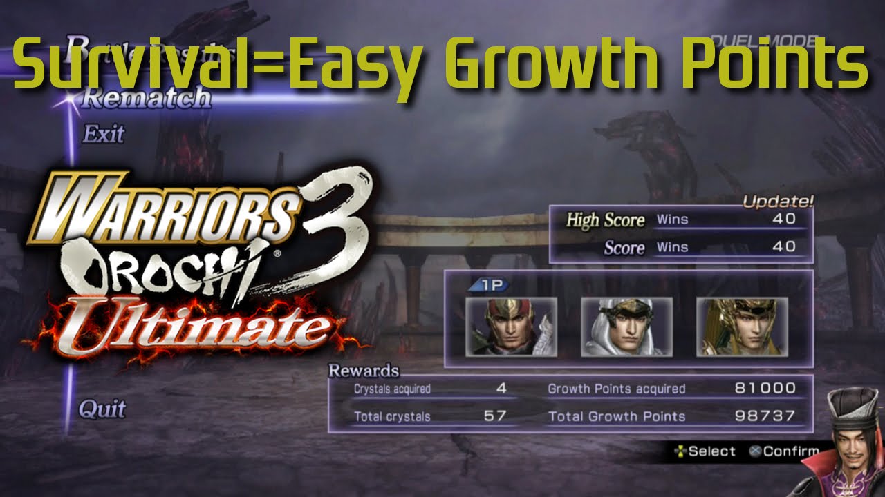 Warriors Orochi 3 Ultimate | Survival Mode | Getting easy Growth Points + Having fun!