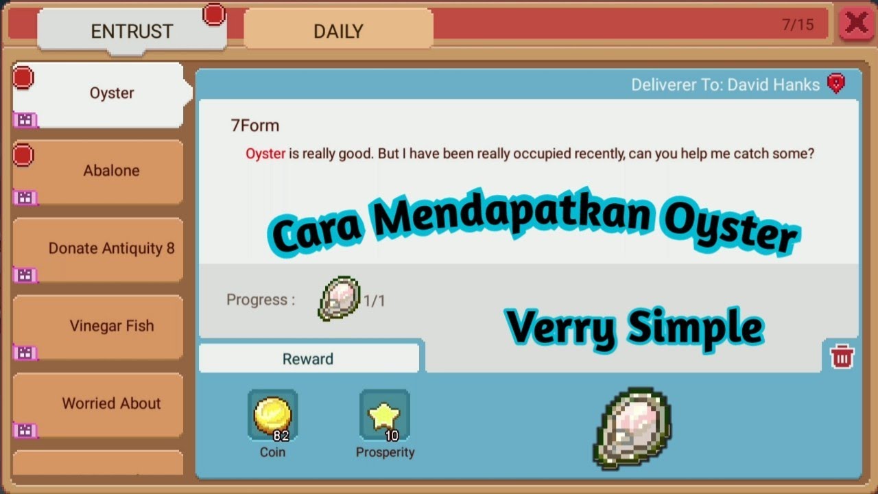 Cara Mendapatkan Oyster - Harvest Town