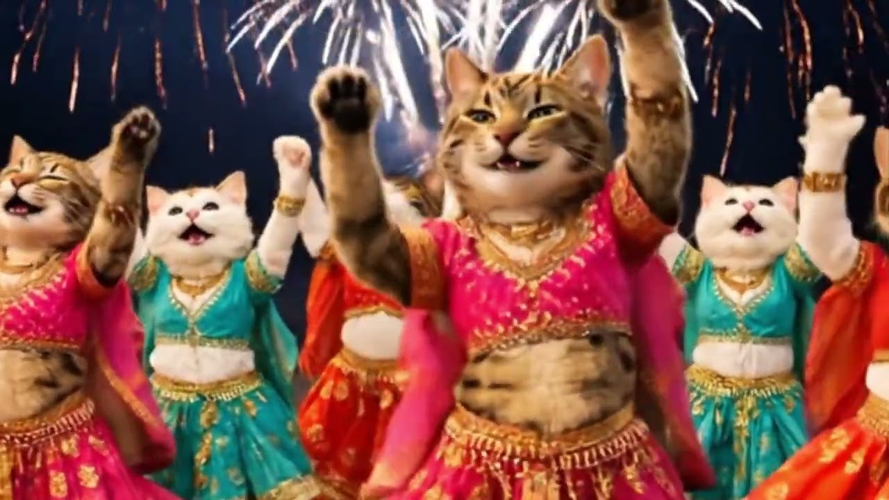 Cats festival dance/beautiful dance #catvideosAI